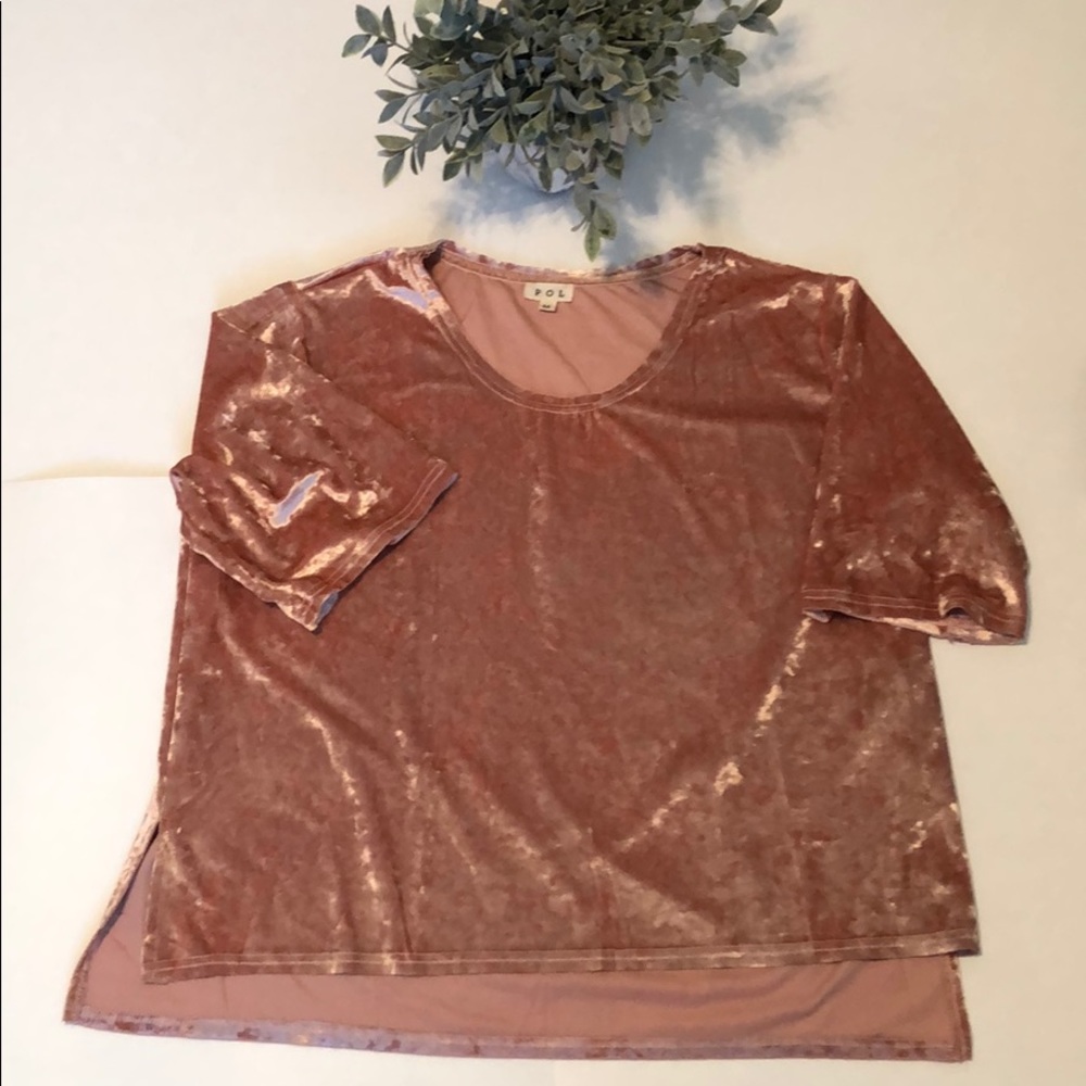 POL | Blush Pink Crushed Velvet Top Size Medium